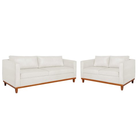Kit Sofá 2 e 3 Lugares 180cm Europa Bouclé Branco - Amarena Móveis