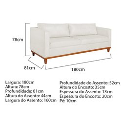 Kit Sofá 2 e 3 Lugares 180cm Europa Bouclé Branco - Amarena Móveis - 4