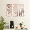 Trio de Quadros Decorativos Vazados Flores Cartoon em MDF Decoração Sala - Homedecor - Rose Gold - 1