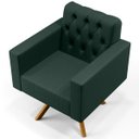 Ver imagem 4 de Poltrona Decorativa Giratória Base de Madeira Manu L02 Capitonê Linho Verde Musgo - Lyam Decor