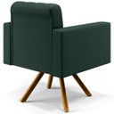 Ver imagem 3 de Poltrona Decorativa Giratória Base de Madeira Manu L02 Capitonê Linho Verde Musgo - Lyam Decor