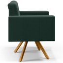 Ver imagem 6 de Poltrona Decorativa Giratória Base de Madeira Manu L02 Capitonê Linho Verde Musgo - Lyam Decor