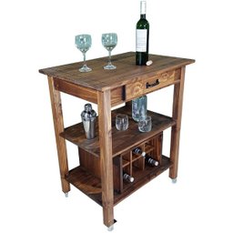 Carrinho de Churrasco Mesa Star Churrasqueira Adega W02 Imbuia Rodízio Gel - Lyam Decor - 1