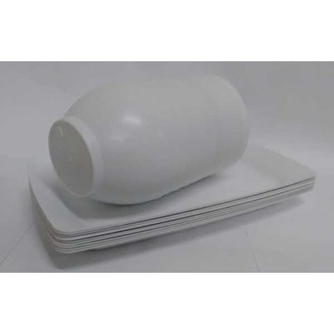 Kit 10 Pratos Branco Retangulares + 10 Cumbucas 400ml