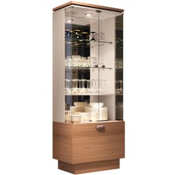 Cristaleira 2 Portas de Vidro LED Adega Embutida Dominic B01 Nature/Off White - Lyam Decor - 2