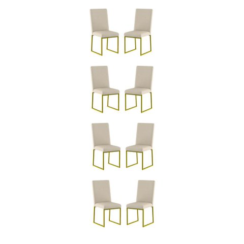 Kit 8 Cadeiras para Mesa de Jantar Base Industrial Dourado Balaqui Cor:bege