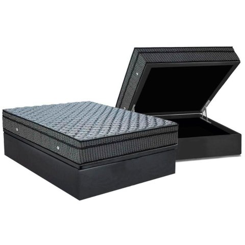 Cama Box Baú Casal: Colchão Molas Superpocket Ensacadas Ortobom Orthotel Luxo + Base Crc Suede