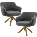 Ver imagem 1 de Kit 2 Poltronas Decorativa Base Giratória de Madeira Jade D02 Linho Chumbo C-469 - Lyam Decor