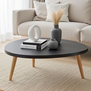 Mesa de Centro Orgânica Moderna para Sala Pés Madeira