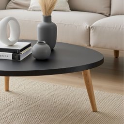 Mesa de Centro Orgânica Moderna para Sala Pés Madeira - 2