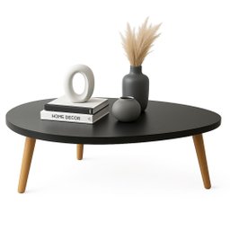 Mesa de Centro Orgânica Moderna para Sala Pés Madeira - 3