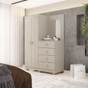 Ver mais imagens de Cômoda Guarda-roupa com 4 Gavetas e 5 Prateleiras com Espelho Cristine Fendi