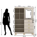 Ver imagem 3 de Cômoda Guarda-roupa com 4 Gavetas e 5 Prateleiras com Espelho Cristine Fendi