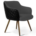 Ver imagem 1 de Poltrona Decorativa Pés Palito Jade D02 Linho Cinza C-416 Tressê Corano Preto - Lyam Decor