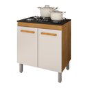 Ver imagem 4 de Balcão 75,5cm para Cooktop 5 Bocas Cor Freijó Off-White Pés Reguláveis Prateleira 2 Portas