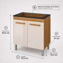 Ver imagem 5 de Balcão 75,5cm para Cooktop 5 Bocas Cor Freijó Off-White Pés Reguláveis Prateleira 2 Portas