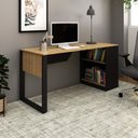 Ver imagem 5 de Mesa para Escritório 160cm com 2 Prateleiras Amêndoa/preto Tecnomobili