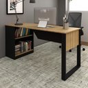 Ver imagem 4 de Mesa para Escritório 160cm com 2 Prateleiras Amêndoa/preto Tecnomobili