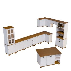 Cozinha Modulada Retrô Off White/ Nogueira