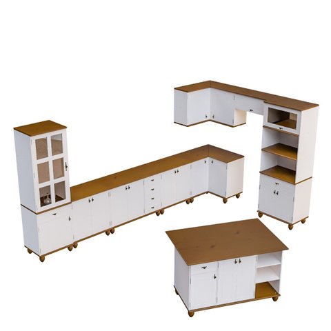 Cozinha Modulada Retrô Off White/ Nogueira