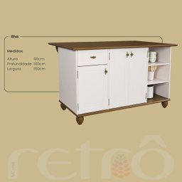 Cozinha Modulada Retrô Off White/ Nogueira - 4