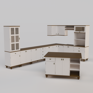 Cozinha Modulada Retrô Off White/ Nogueira
