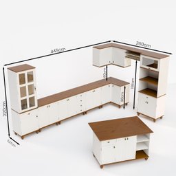 Cozinha Modulada Retrô Off White/ Nogueira - 6