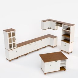 Cozinha Modulada Retrô Off White/ Nogueira - 1