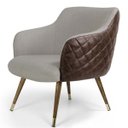 Ver imagem 3 de Poltrona Decorativa Pés Palito Duo Jade D02 Linho Bege C-107 Tressê Corano Marrom - Lyam Decor