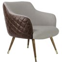 Ver imagem 1 de Poltrona Decorativa Pés Palito Duo Jade D02 Linho Bege C-107 Tressê Corano Marrom - Lyam Decor