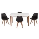 Ver imagem 1 de Conjunto Mesa de Jantar Juliette Branca 135cm com 4 Cadeiras Leda - Preta