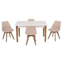 Ver imagem 1 de Conjunto Mesa de Jantar Juliette Branca 135cm com 4 Cadeiras Leda - Nude