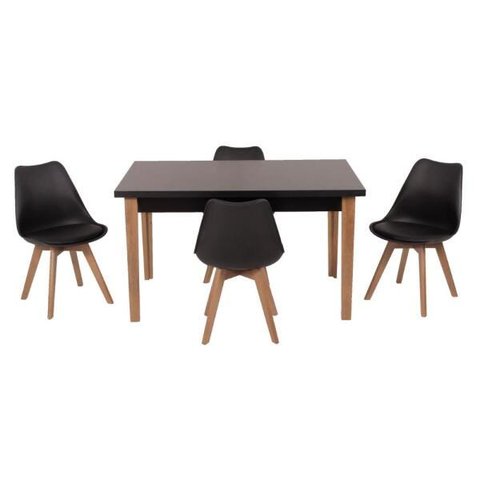 Conjunto Mesa de Jantar Juliette Preta 135cm com 4 Cadeiras Leda - Preta