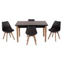 Ver imagem 1 de Conjunto Mesa de Jantar Juliette Preta 135cm com 4 Cadeiras Leda - Preta