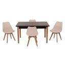 Ver imagem 1 de Conjunto Mesa de Jantar Juliette Preta 135cm com 4 Cadeiras Leda - Nude