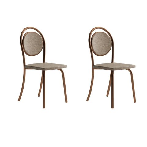 Conjunto 2 Cadeiras de Jantar 1738 Carraro Rose/bege