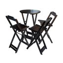 Ver imagem 6 de Kit 3 Conjuntos De Mesa Bistrô Dobraveis Em Madeira Padrão Com 3 Banquetas Altas - Tabaco - Marrom