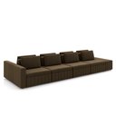 Ver imagem 2 de Sofá Ilha com Encosto e Almofadas Móveis Olimpo 505cm Modulado Veludo Marrom G45 - Gran Belo
