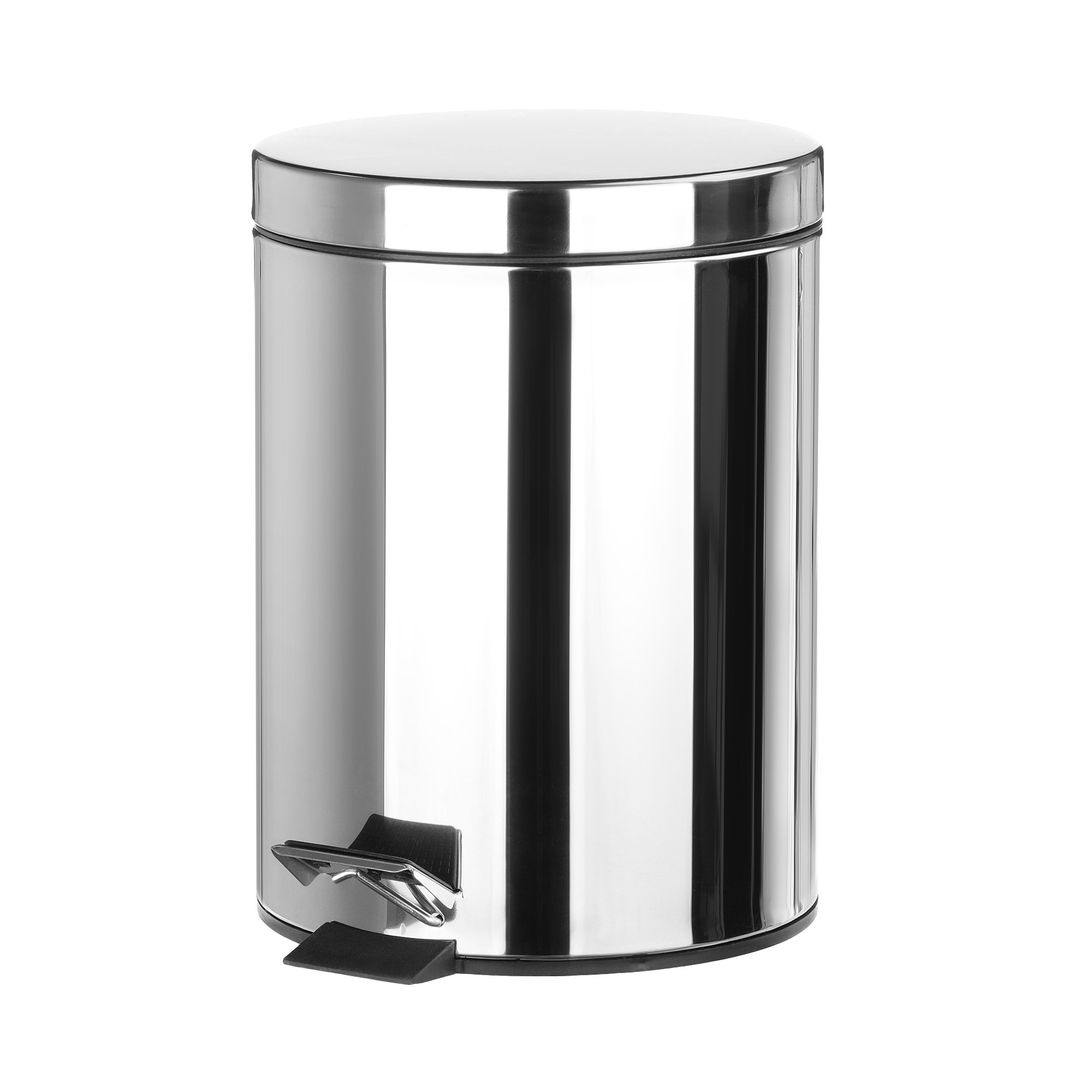 1 Lixeira Lixo Pedal Emborrachado Com Alça Aço Inox 5Litros