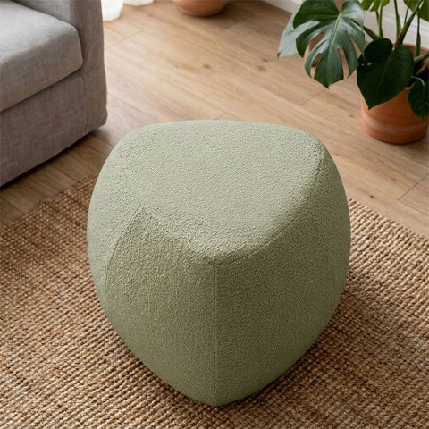 Puff Orgânico Decorativo 75cm Orbis Bouclé Verde Claro - Nexta Casa