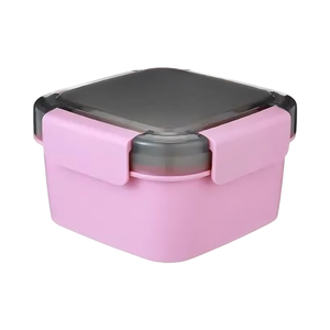 Kit Saladeira Rosa 2 Niveis Talheres Capacidade 11 Litros Portatil Pratico