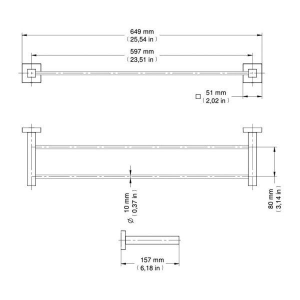 Toalheiro Barra Duplo Docol Square 641843 Ouro Polido - 3