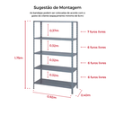 Ver imagem 2 de Estante Multiuso 40cm - 5 Bandejas - 22kg por Prateleira - Cinza
