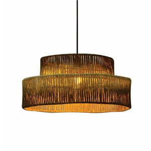 Pendente Luminária Redondo Duplo Palha de Milho 24x50 + Fio Cor:pintado;voltagem:110v/220v