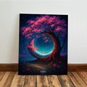 Ver imagem 7 de Kit3 Quadro Decorativo Paisagem Galaxia Planeta Space Árvore Quarto Qualidade Premium Luxo 28x20cm