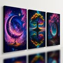 Ver imagem 1 de Kit3 Quadro Decorativo Paisagem Galaxia Planeta Space Árvore Quarto Qualidade Premium Luxo 28x20cm