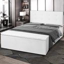 Ver imagem 2 de Kit Cabeceira Painel e Calçadeira Baú Casal 1,40m Berlim Material Sintético Branco Sky Mobile