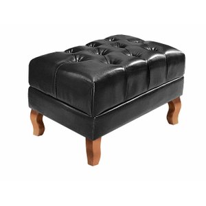Puff Banqueta Dom Pedro Chesterfield Retangular  Sala, Quarto, Recepção - Couríssimo Preto