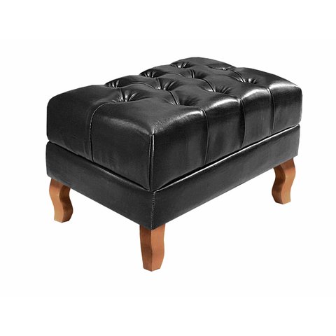 Puff Banqueta Dom Pedro Chesterfield Retangular  Sala, Quarto, Recepção - Couríssimo Preto