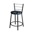 Ver imagem 3 de Jogo 2 Banqueta Baixa Para Cozinha Epoxi Preta Estofado Floral Floral
